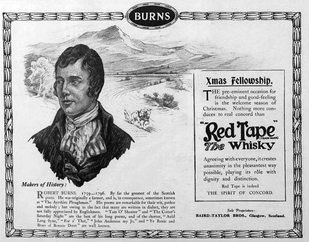 burns red tape whisky advert